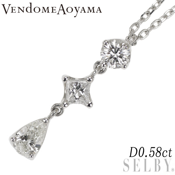 Vendome Aoyama Pt950/Pt850 Diamond Pendant Necklace 0.58ct 