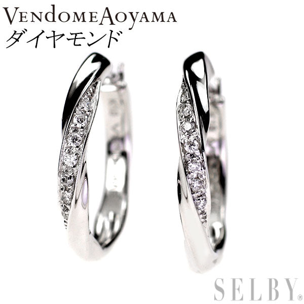 Vendome Aoyama K18WG Diamond Hoop Earrings 