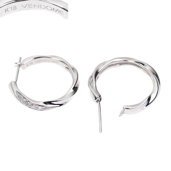 Vendome Aoyama K18WG Diamond Hoop Earrings 