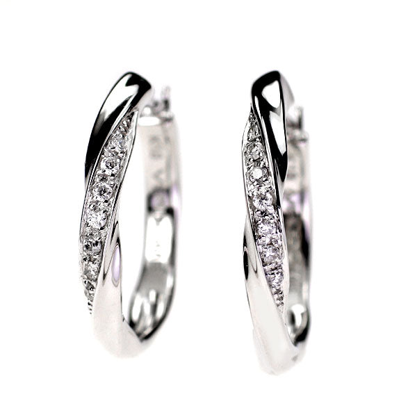 Vendome Aoyama K18WG Diamond Hoop Earrings 