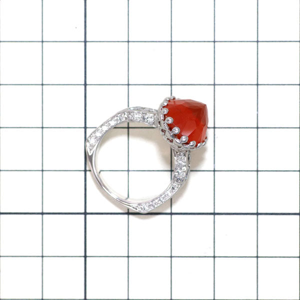 Yoshio Ishikawa Pt900 Fire Opal Diamond Ring 7.05ct D1.02ct 