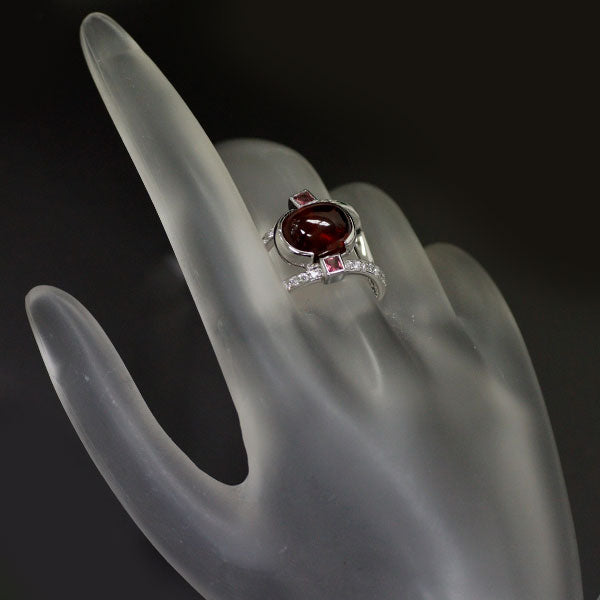 Ayako Yoshida K18WG Spessartine Garnet Pink Tourmaline Diamond Ring 8.23ct T0.20ct D0.60ct 