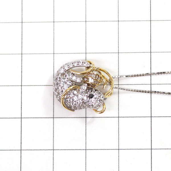 K18YG/WG ホワイトサファイア ダイヤモンド ペンダントネックレス 0.99ct D0.22ct アニマル