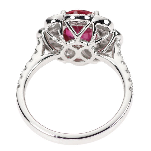 Pt950 Mozambique unheated ruby ​​diamond ring 2.28ct D0.75ct 