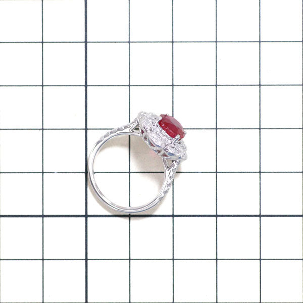Pt950 Mozambique unheated ruby ​​diamond ring 2.28ct D0.75ct 