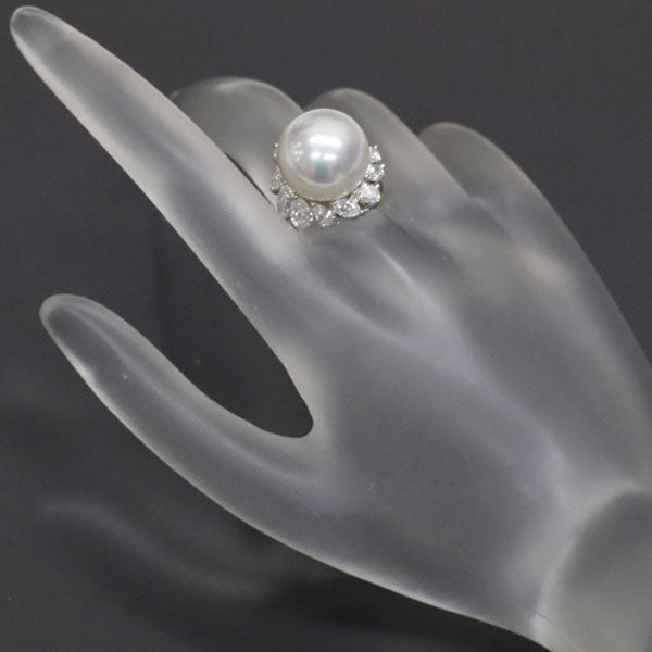 MIKIMOTO Pt950 White Butterfly Pearl/Pearl Diamond Ring 13.8ct 2.02ct #11.0《Selby Ginza Store》【S Like New Polished】【Used】 