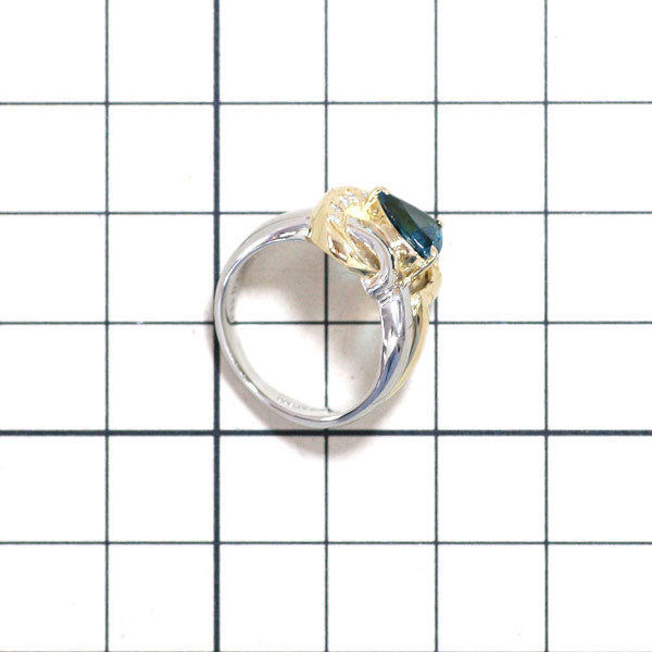 K18YG/Pt900 Indicolite Tourmaline Diamond Ring 0.83ct D0.10ct 