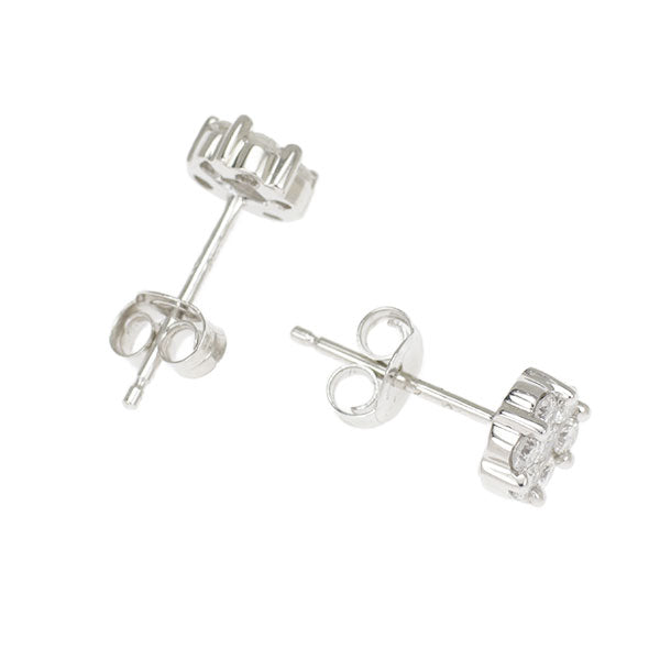 K18WG Diamond Earrings 0.42ct Flower 