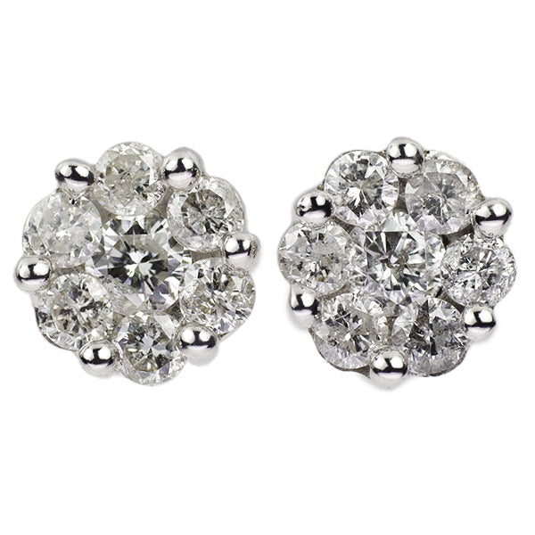 K18WG Diamond Earrings 0.42ct Flower 