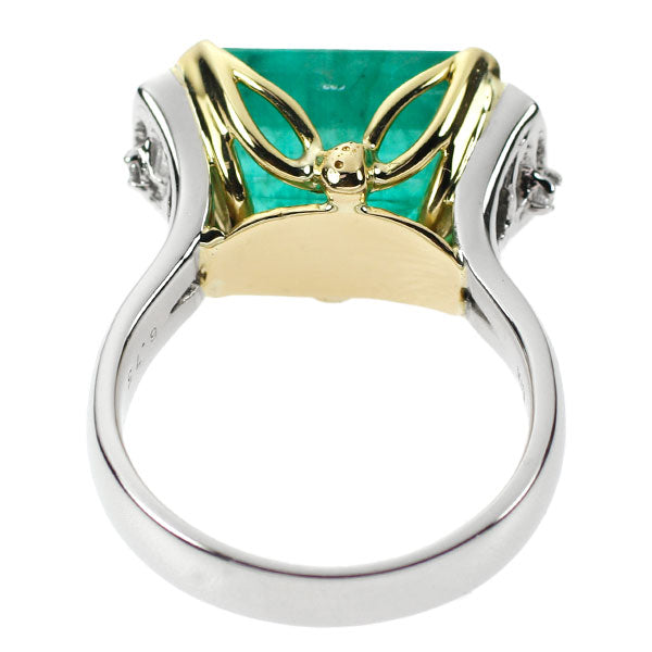 K18YG/Pt900 Emerald Diamond Ring 6.75ct D0.15ct 