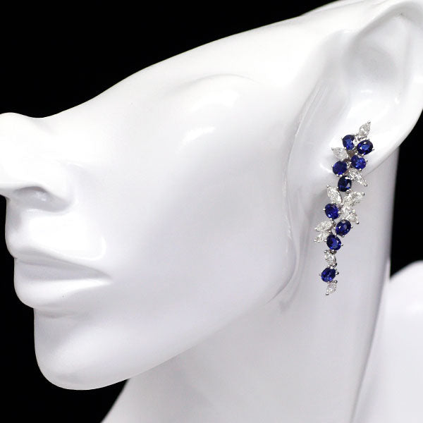 K18WG Sapphire Diamond Earrings 6.26ct D3.30ct 