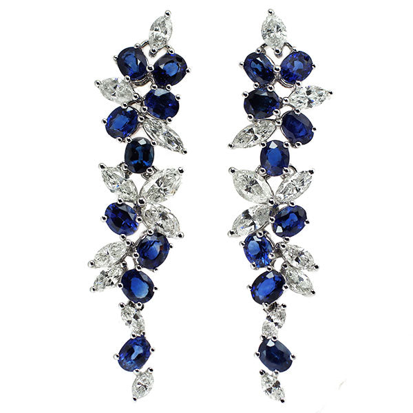 K18WG Sapphire Diamond Earrings 6.26ct D3.30ct 