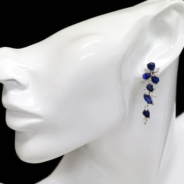 K18WG Sapphire Diamond Earrings 7.64ct D1.68ct 