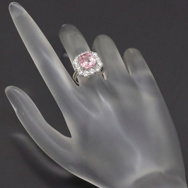 Pt900 Padparadscha Sapphire Diamond Ring 4.67ct D1.60ct 