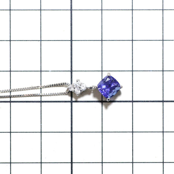 Pt900/ Pt850 Tanzanite Diamond Pendant Necklace 1.61ct D0.13ct 