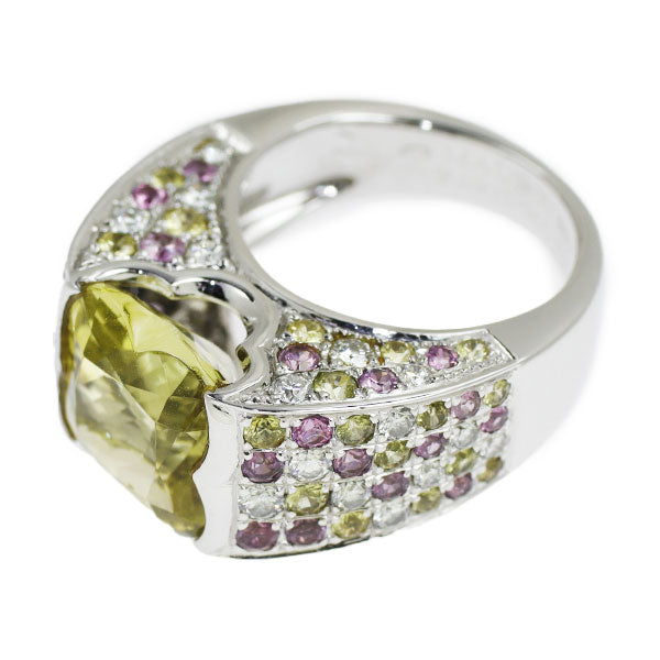 Mauboussin K18WG Lemon Quartz Sapphire Diamond Ring Saison de L'amour 