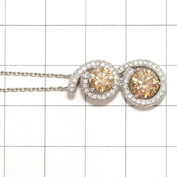 カシケイ Pt900/ Pt850 ブラウンダイヤモンド ペンダントネックレス 1.905ct D0.46ct