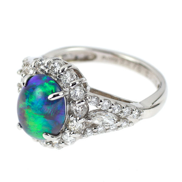 Pt950 Black Opal Diamond Ring 2.276ct D1.03ct 