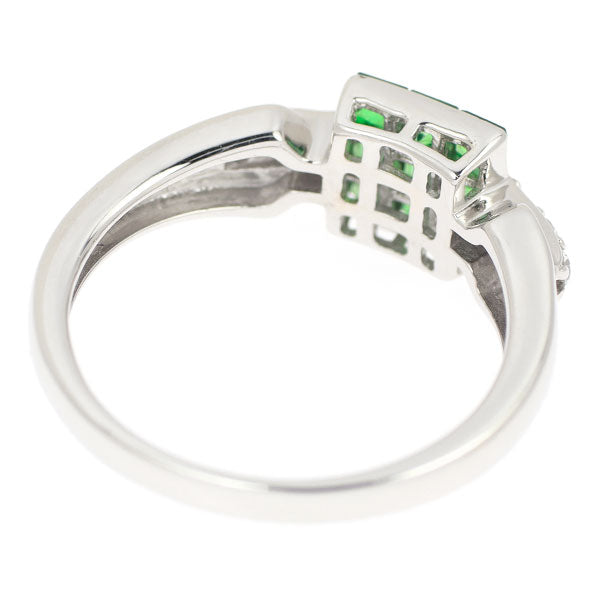 K18WG Green Garnet Diamond Ring 0.62ct D0.10ct Mystery Setting 
