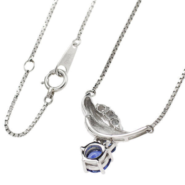 Pt Blue/Colorless Sapphire Treated Diamond Pendant Necklace 0.69ct 