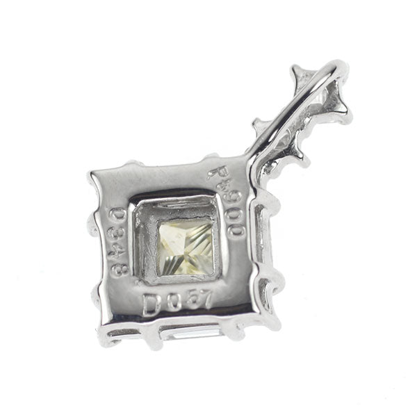 Pt900 Princess Cut Diamond Pendant Top 0.348ct D0.57ct 