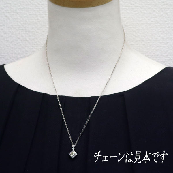 Pt900 プリンセスカット ダイヤモンド ペンダントトップ 0.348ct D0.57ct