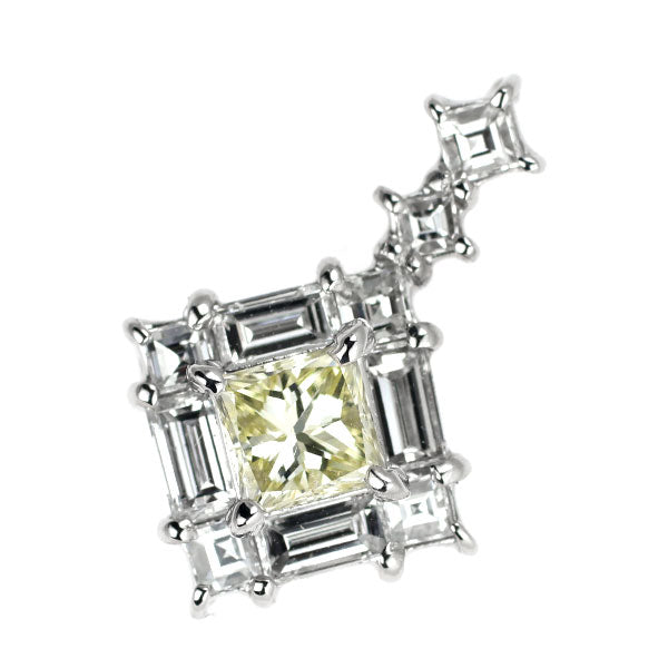 Pt900 Princess Cut Diamond Pendant Top 0.348ct D0.57ct 