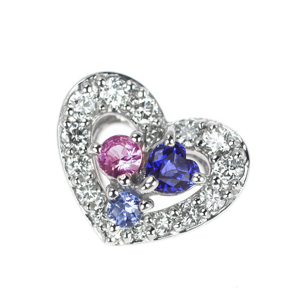 Ponte Vecchio K18WG Sapphire Diamond Pendant Top 0.22ct D0.20ct Heart 