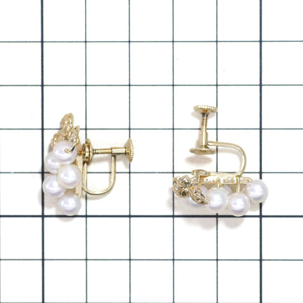 Mikimoto K14YG Akoya pearl earrings, diameter approx. 5.4-5.7mm, vintage product, grape plant 