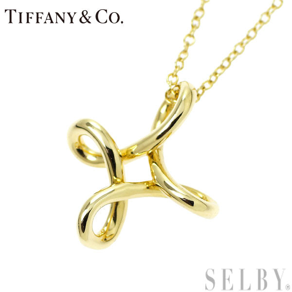 Tiffany K18YG pendant necklace infinity cross 