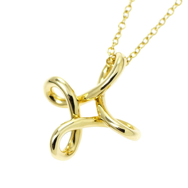 Tiffany K18YG pendant necklace infinity cross 