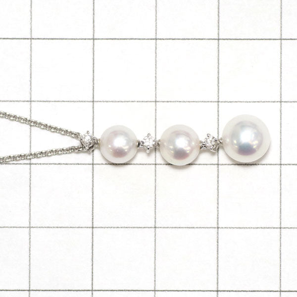 MIKIMOTO K18WG Akoya pearl diamond pendant necklace, diameter approx. 5.8-7.3mm 