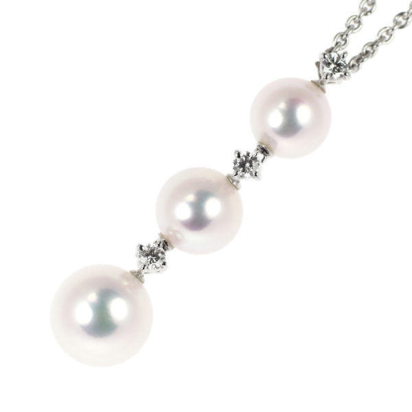MIKIMOTO K18WG Akoya pearl diamond pendant necklace, diameter approx. 5.8-7.3mm 
