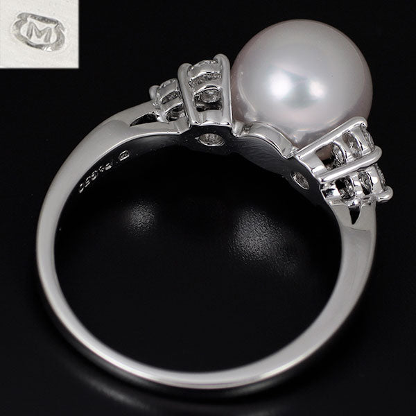 Mikimoto Pt950 Akoya pearl diamond ring diameter approx. 8.4mm 