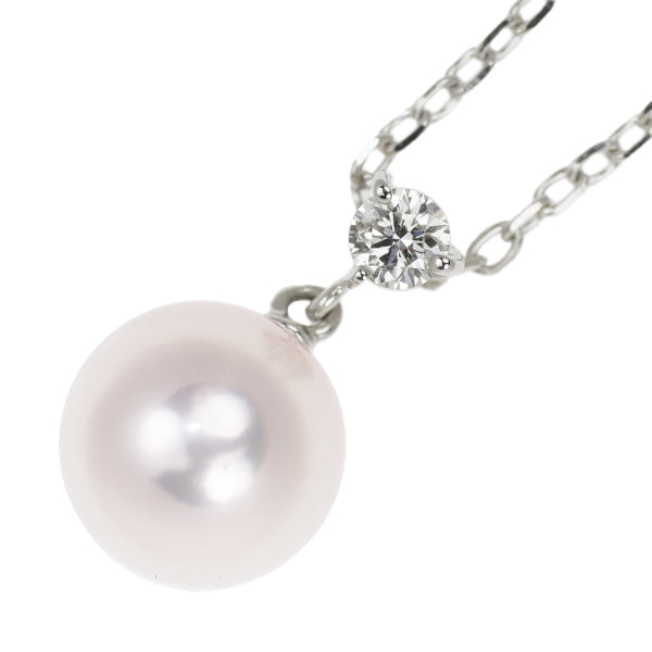 MIKIMOTO K18WG Akoya pearl diamond pendant necklace, diameter approx. 8.2mm 