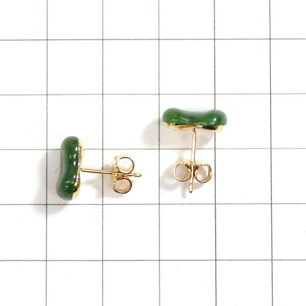 Tiffany K18YG Nephrite Bean Earrings 