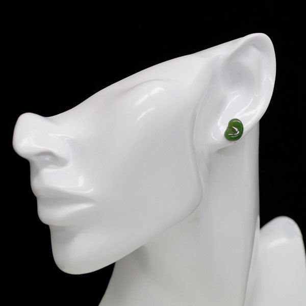 Tiffany K18YG Nephrite Bean Earrings 