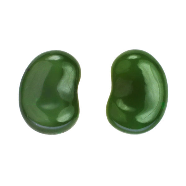 Tiffany K18YG Nephrite Bean Earrings 