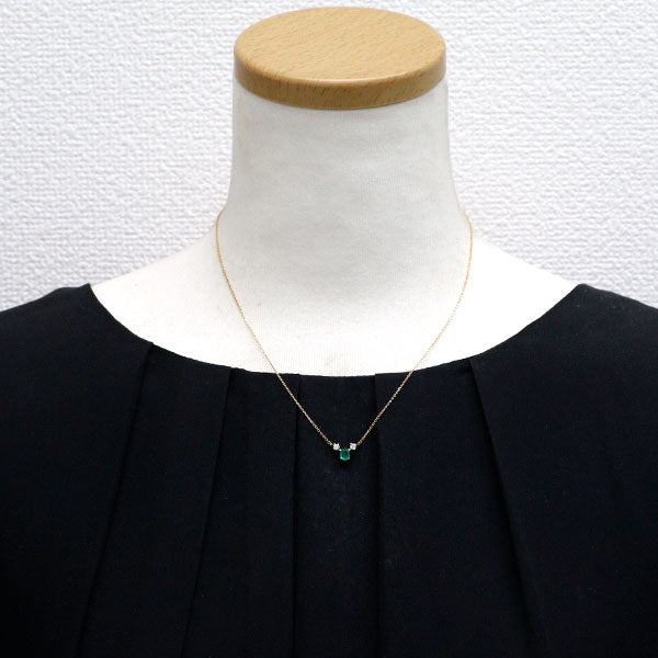 K18YG Emerald Diamond Pendant Necklace 0.32ct D0.12ct 