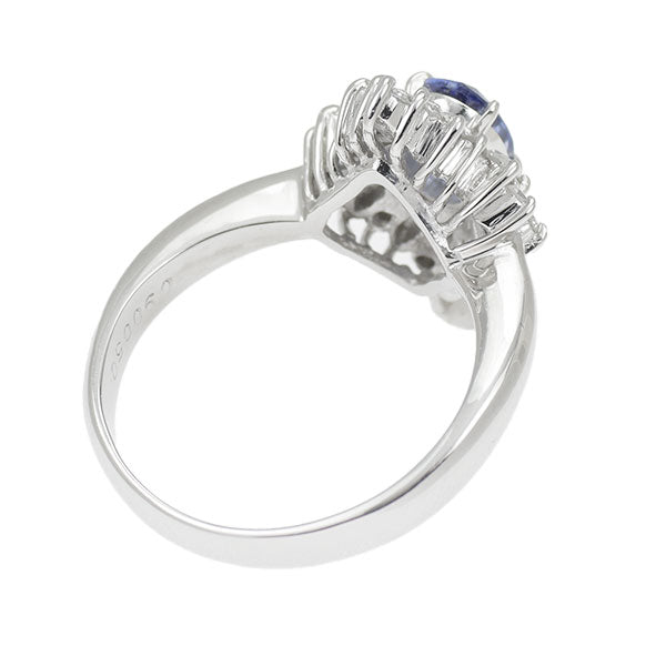 Pt900 Sapphire Diamond Ring 0.90ct D0.50ct 