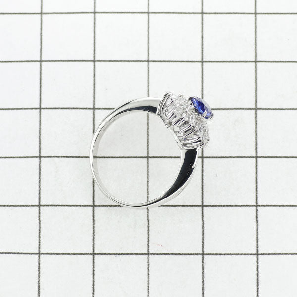 Pt900 Sapphire Diamond Ring 0.90ct D0.50ct 