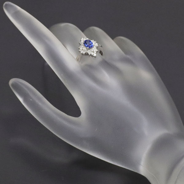 Pt900 Sapphire Diamond Ring 0.90ct D0.50ct 