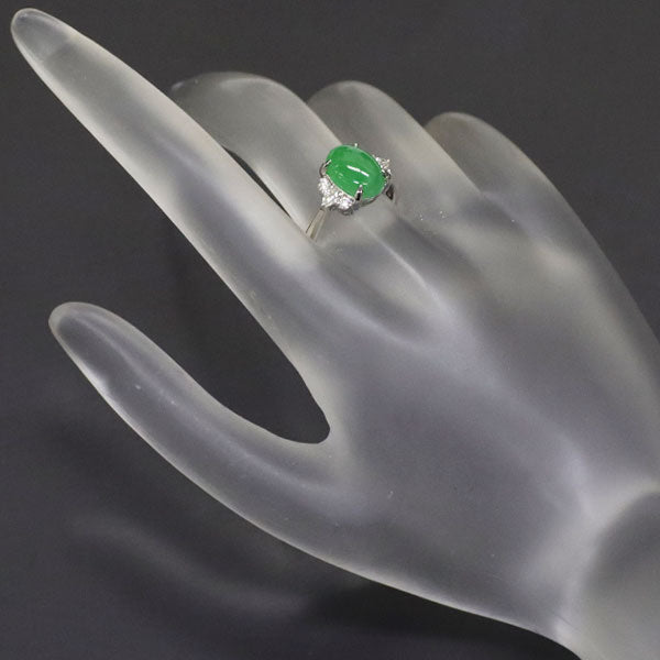 Pt950 Jade Diamond Ring 2.823ct D0.27ct 