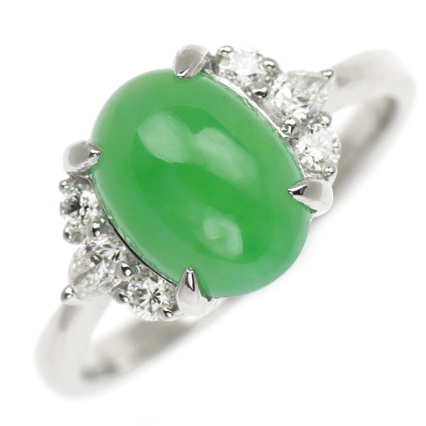 Pt950 Jade Diamond Ring 2.823ct D0.27ct 