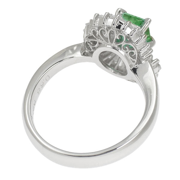 Pt900 Emerald Diamond Ring 0.68ct D0.92ct 