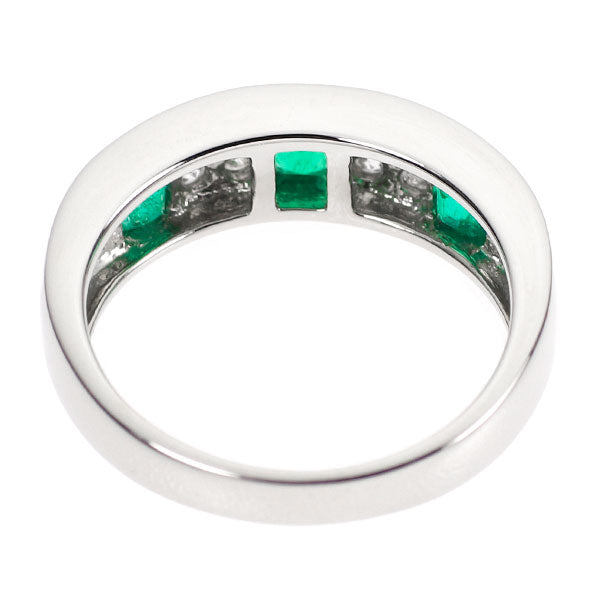 Pt900 emerald diamond ring 0.60ct 0.24ct 