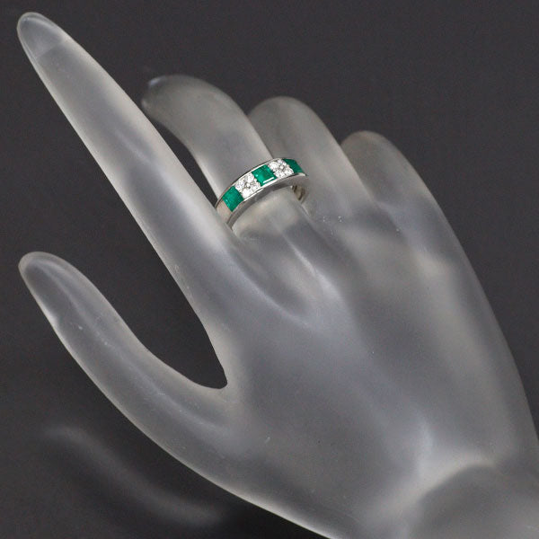 Pt900 emerald diamond ring 0.60ct 0.24ct 