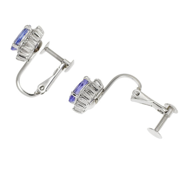 Pt900 Tanzanite Diamond Earrings 1.70ct D0.28ct 