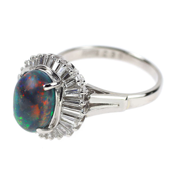 Pt900 Black Opal Diamond Ring 2.30ct D0.60ct 