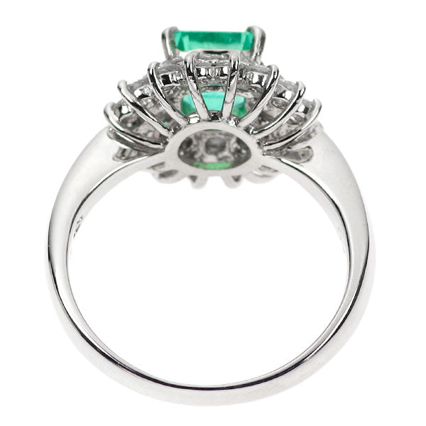 Pt850 Emerald Diamond Ring 0.91ct D0.67ct 